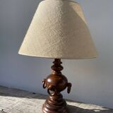 Turned wood lamp with rings