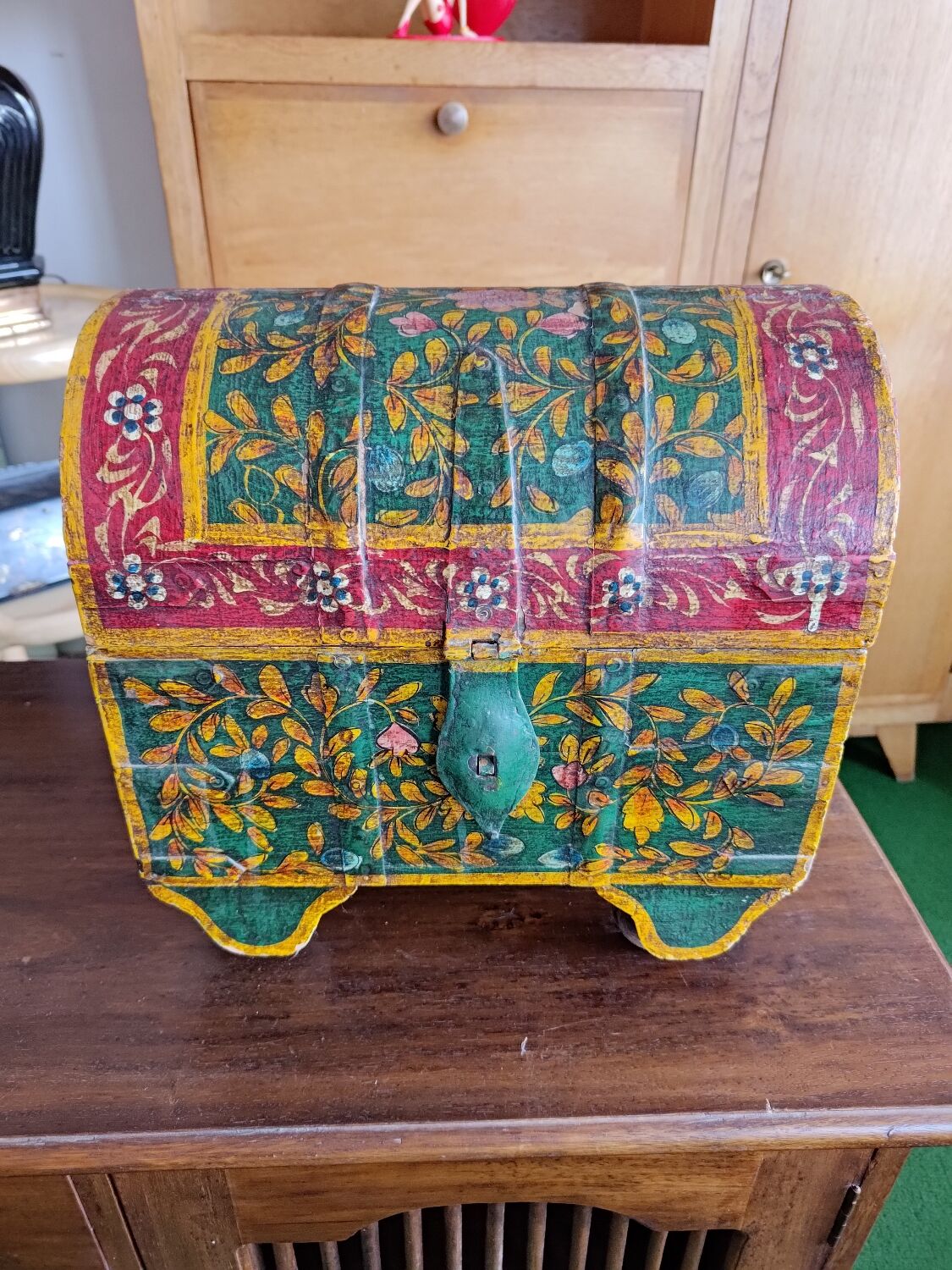 Indian wooden chest with wheels