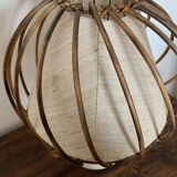 Stoneware lamp - rattan shade