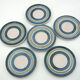 6 coffee cups - enamelled ceramic saucers