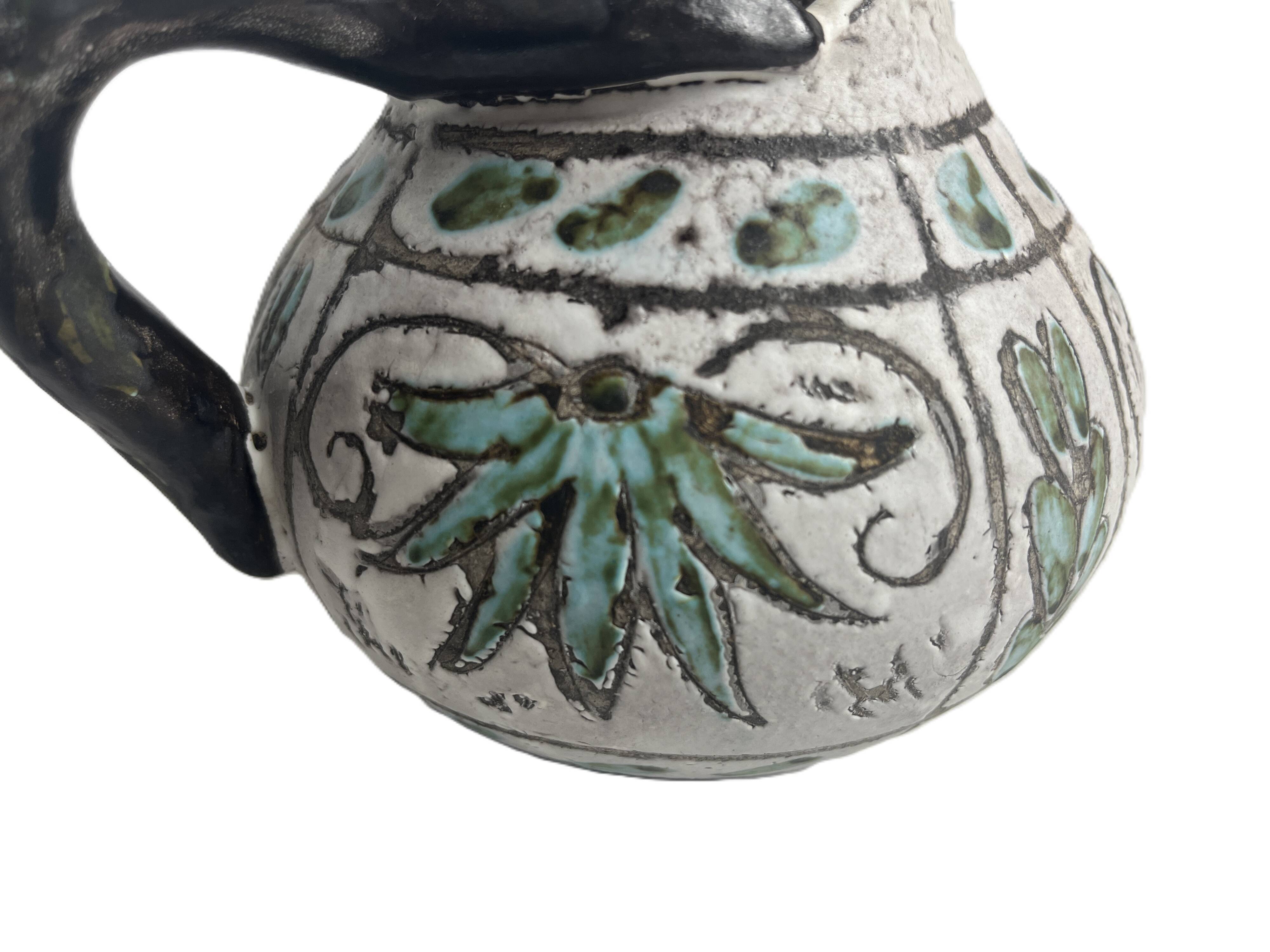 Massier Vallauris, bulbous jug, glazed earthenware, early 20th century.