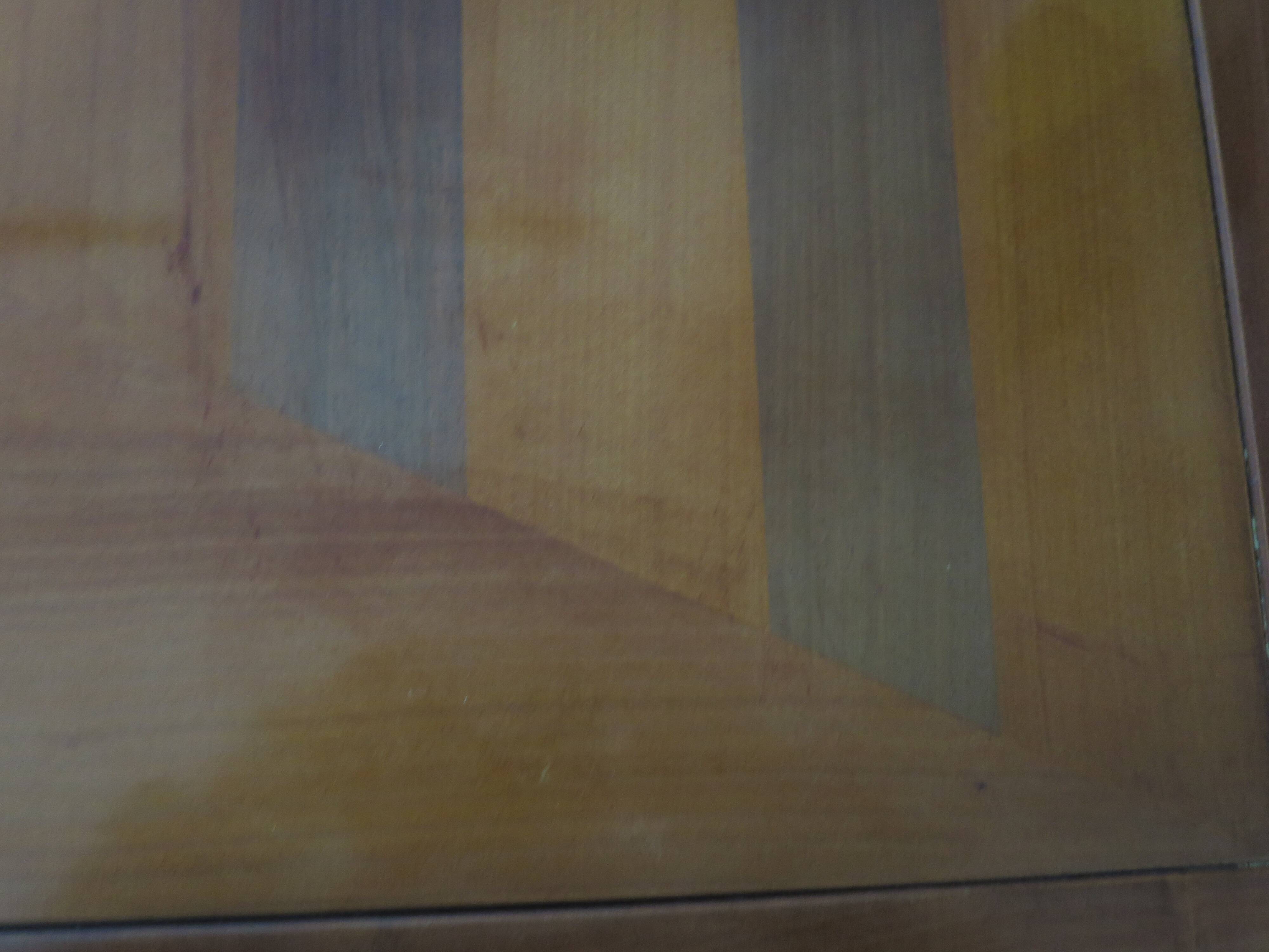 Large coffee table - cherry finish - solid wood - butterfly motifs