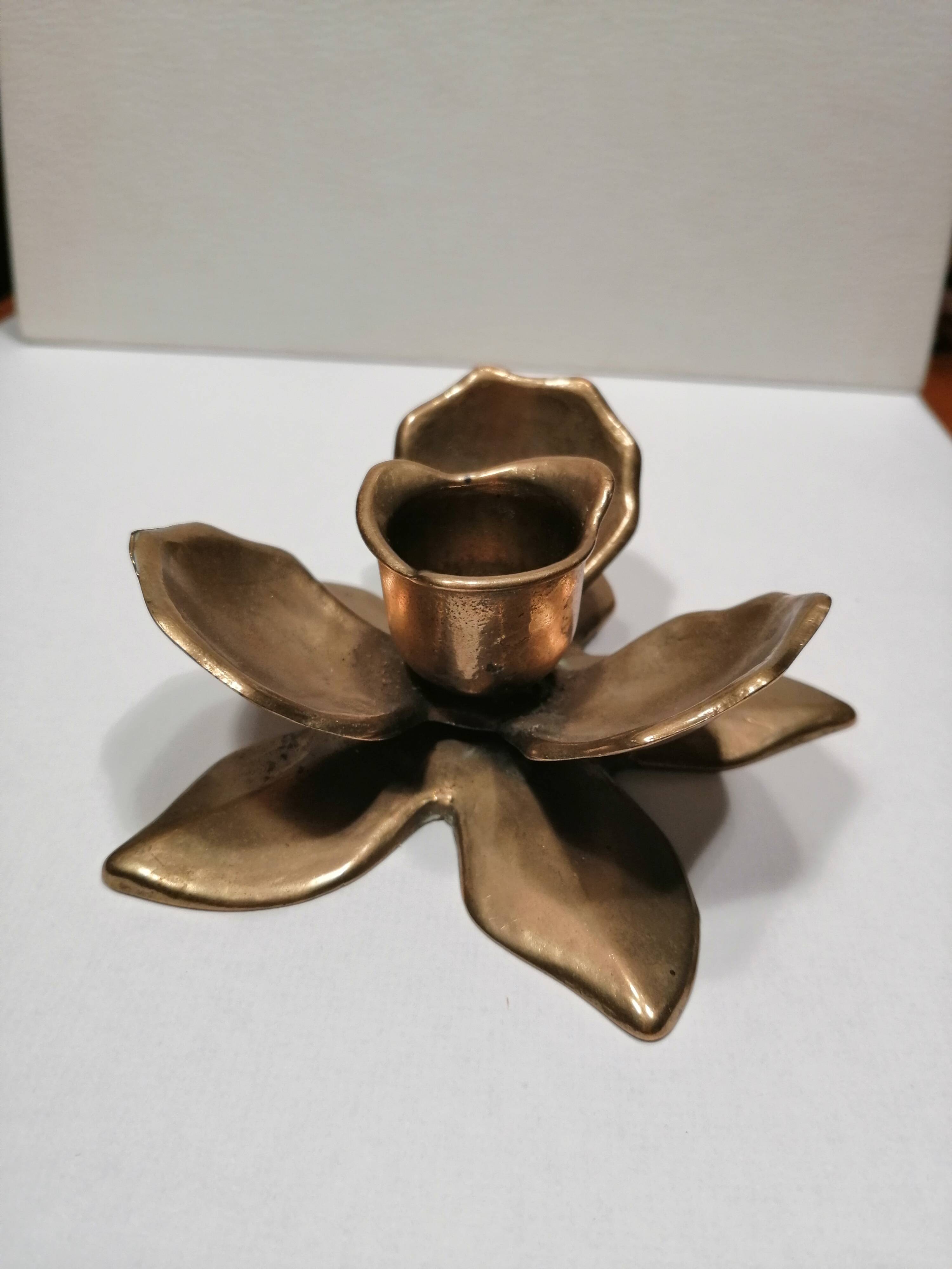Brass flower candle holder