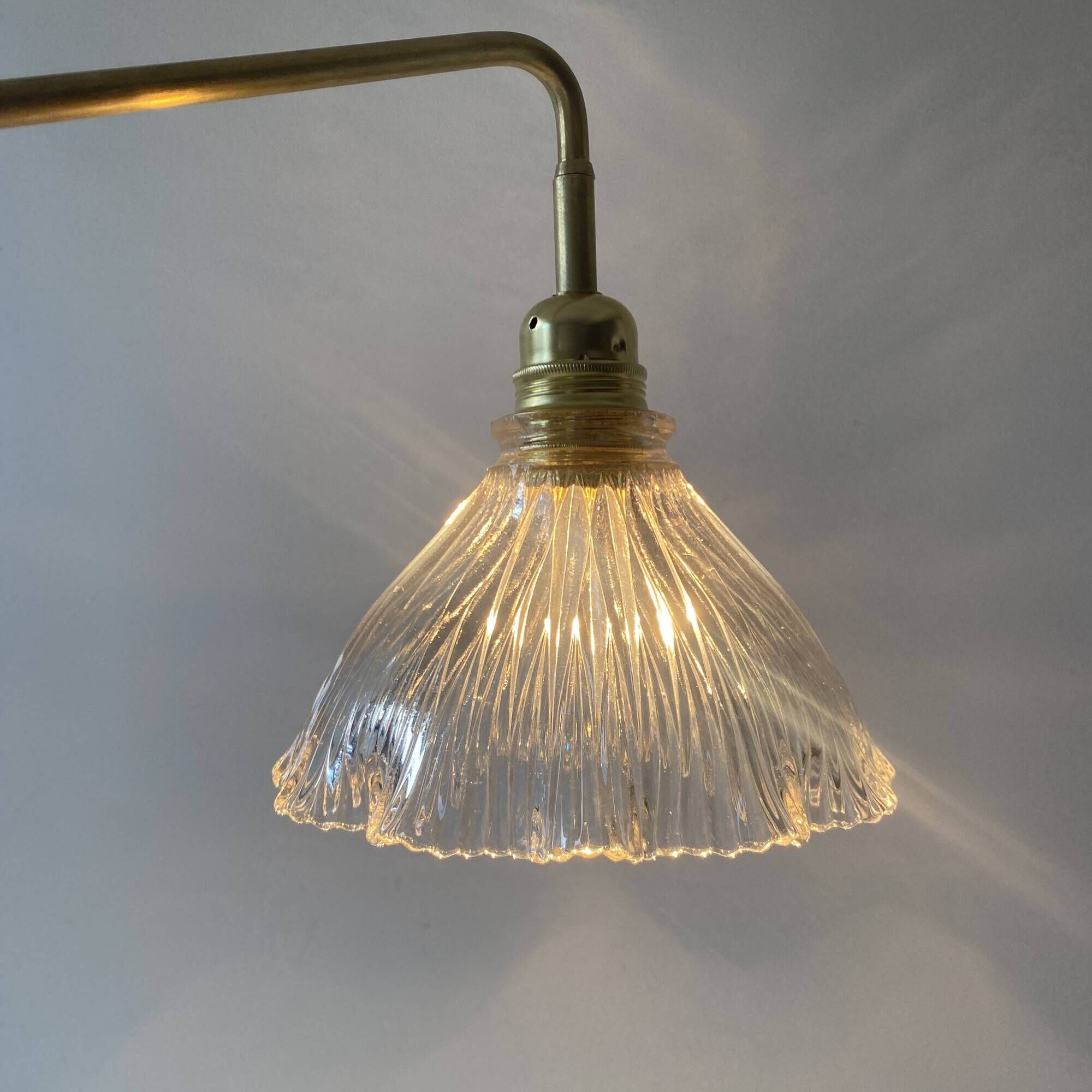 Old brass and prismatic glass xxl stem lamp