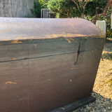 19th-century curved antique wooden chest