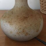 Table lamp with sandstone ball base and wool lampshade
