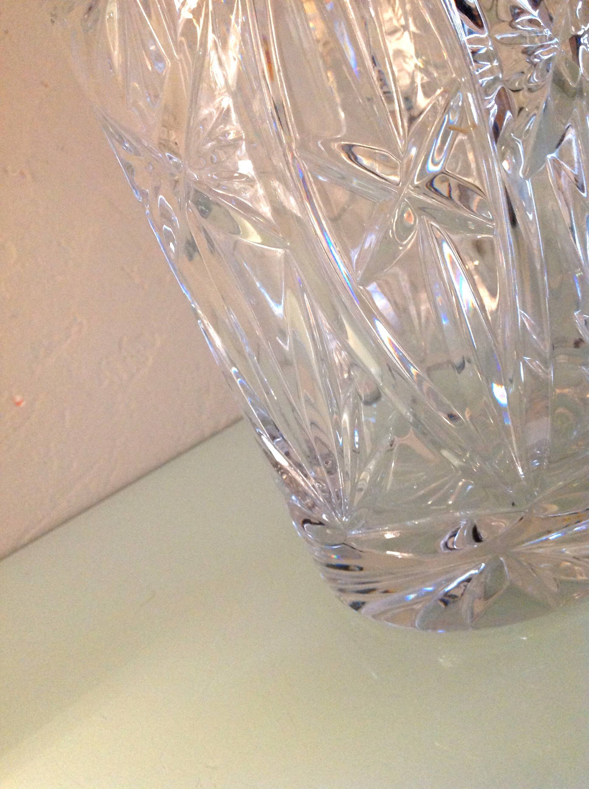 Cylinder vase in chiseled crystal / vintage 60s-70s
