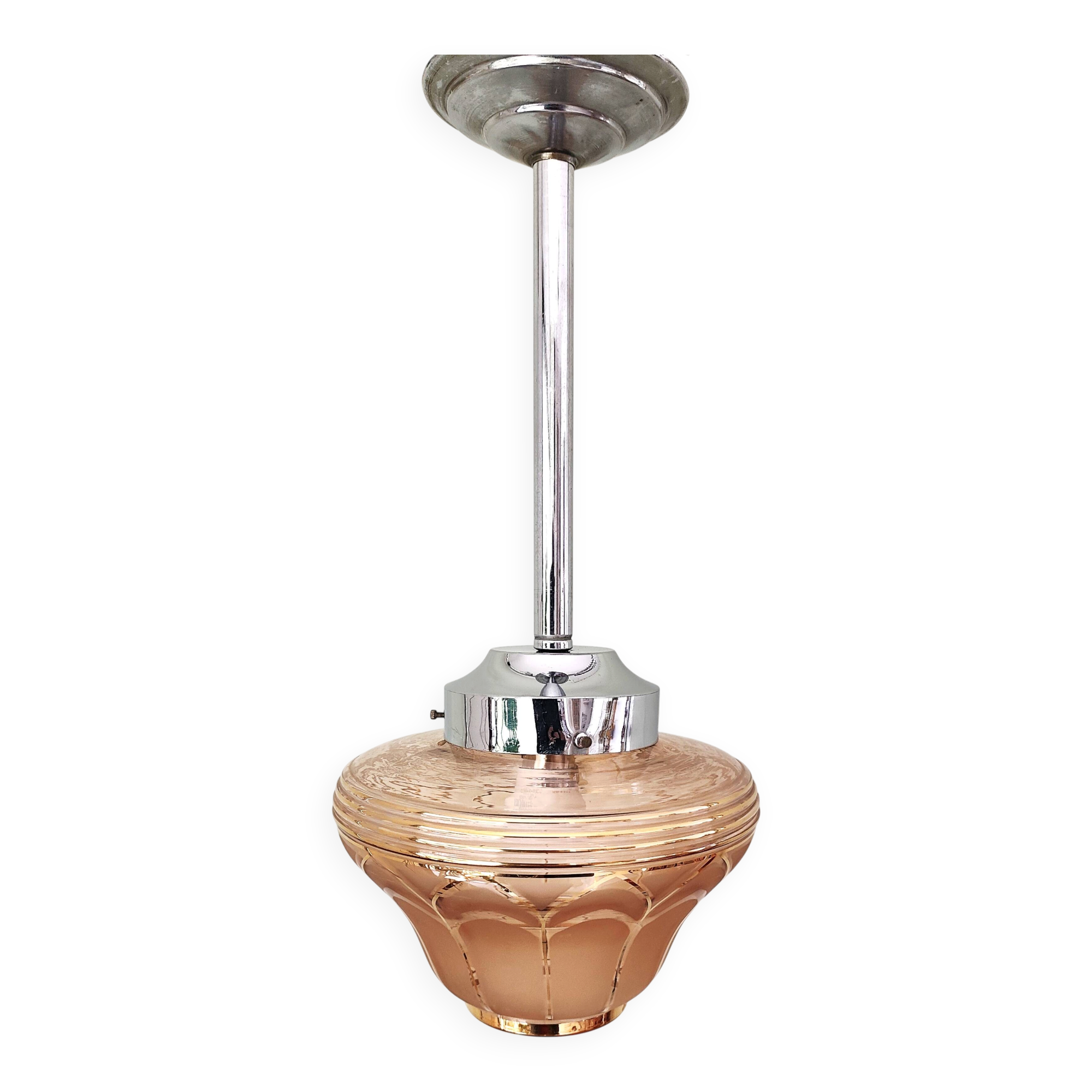 Antique amber and gold glass pendant light