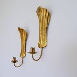 Pair of Art Deco wall sconces in brass, Sweden, 1950s