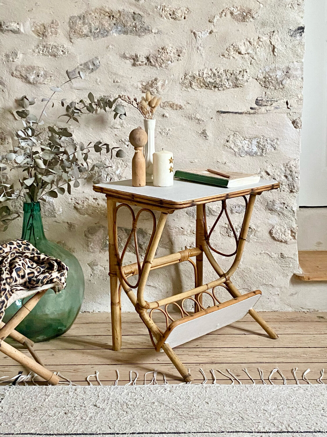 Rattan side table