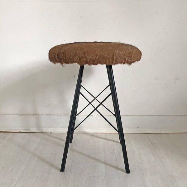 Tabouret peau de vache vintage 70's