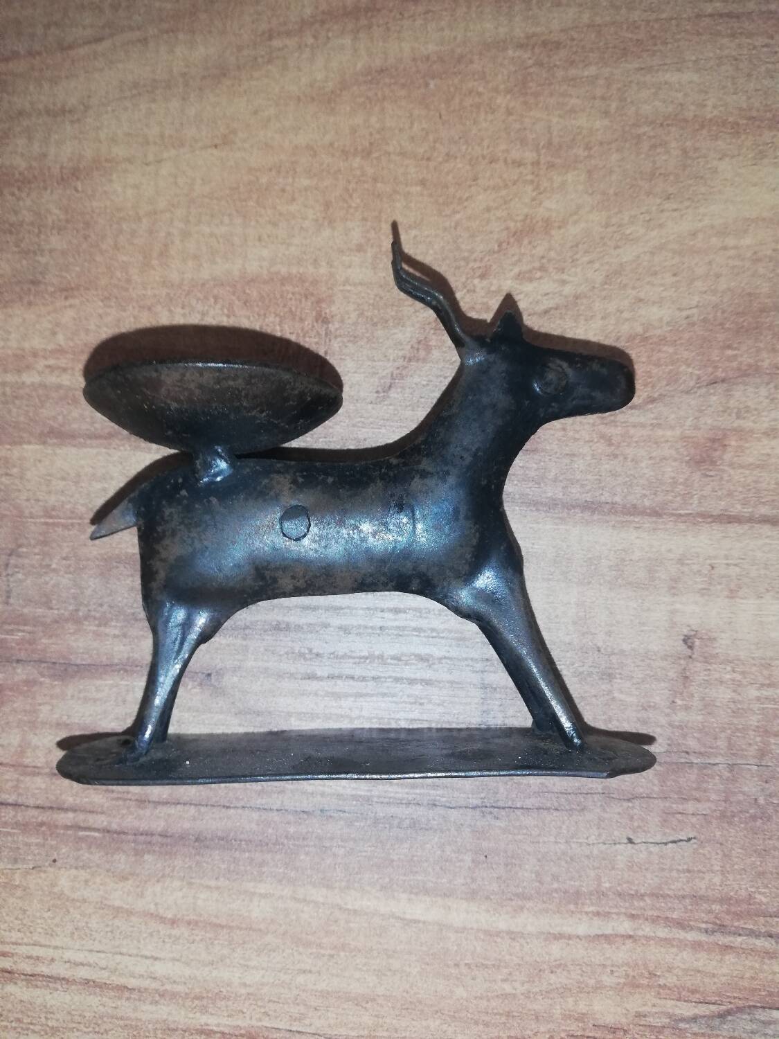 Vintage iron gazelle candle holder for tea light candle