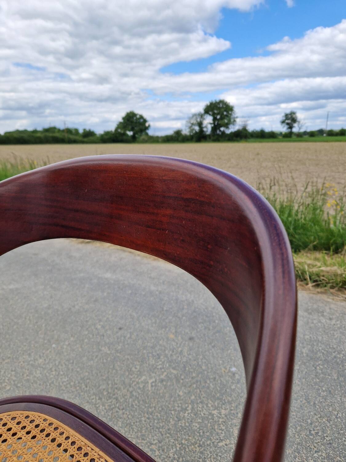 Baumann gondola chair in wood and cane