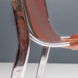 Set of 4 dining chairs in chrome and leather for Cidue Italy 1970
