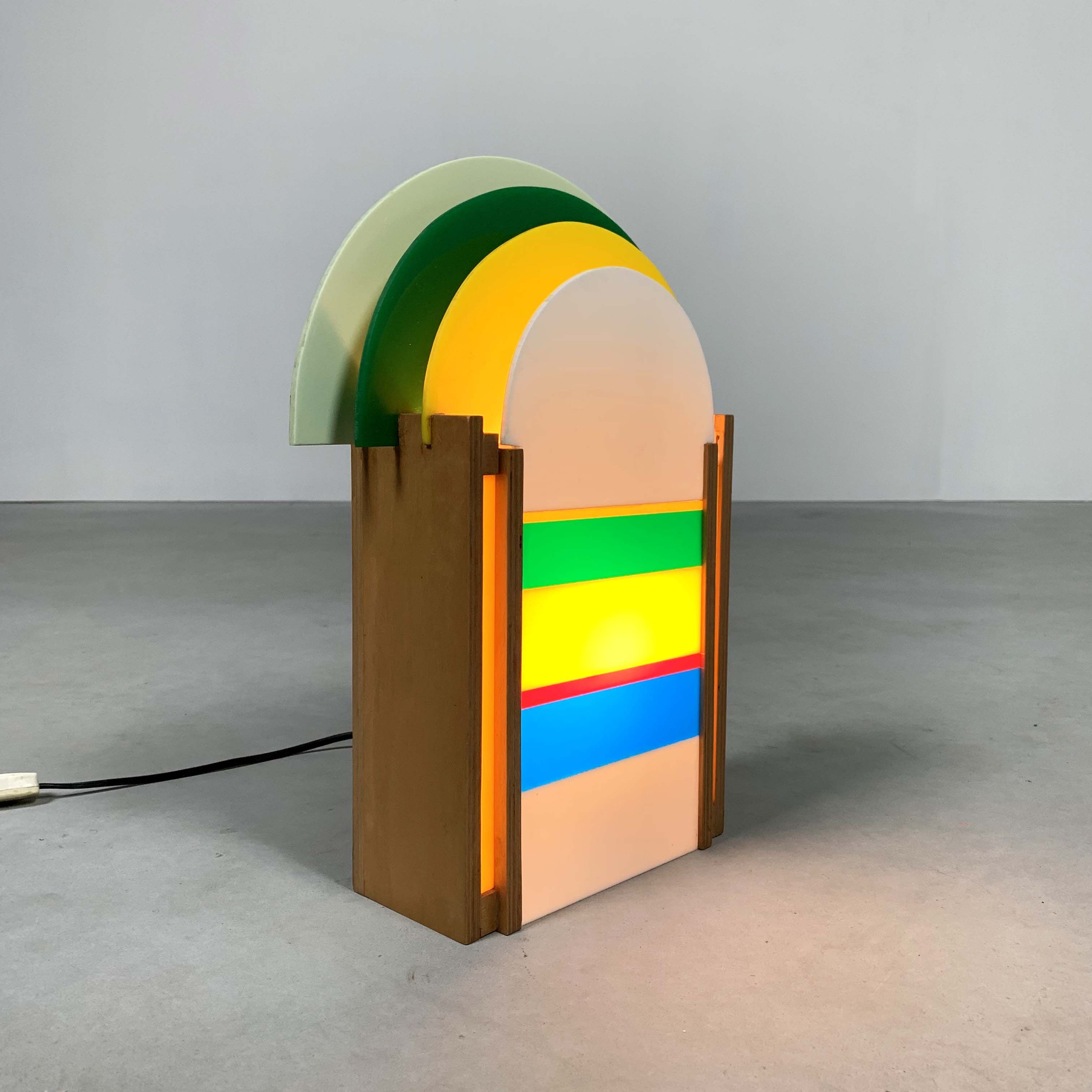 Wood and plastic retro lamp, 1970