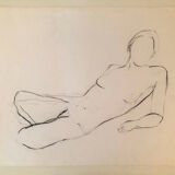 Drawing nude in charcoal on paper