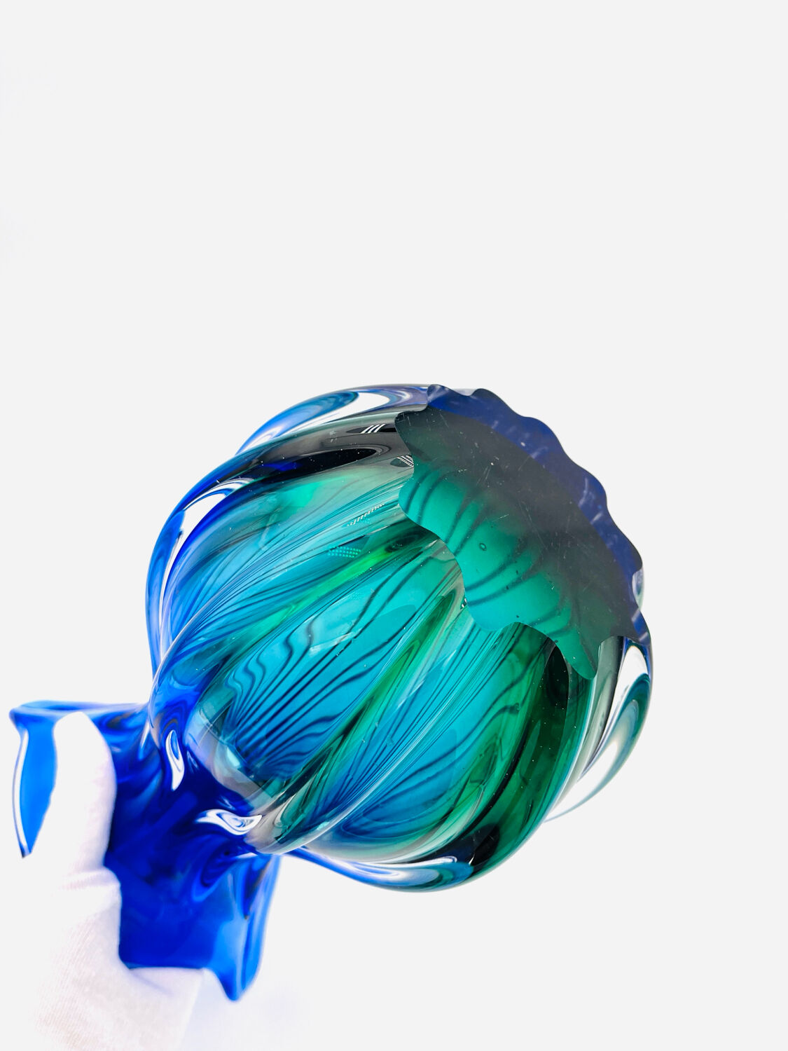 Large Murano Sommerso Vase 33cm - Cobalt Blue & Emerald - 2.8kg