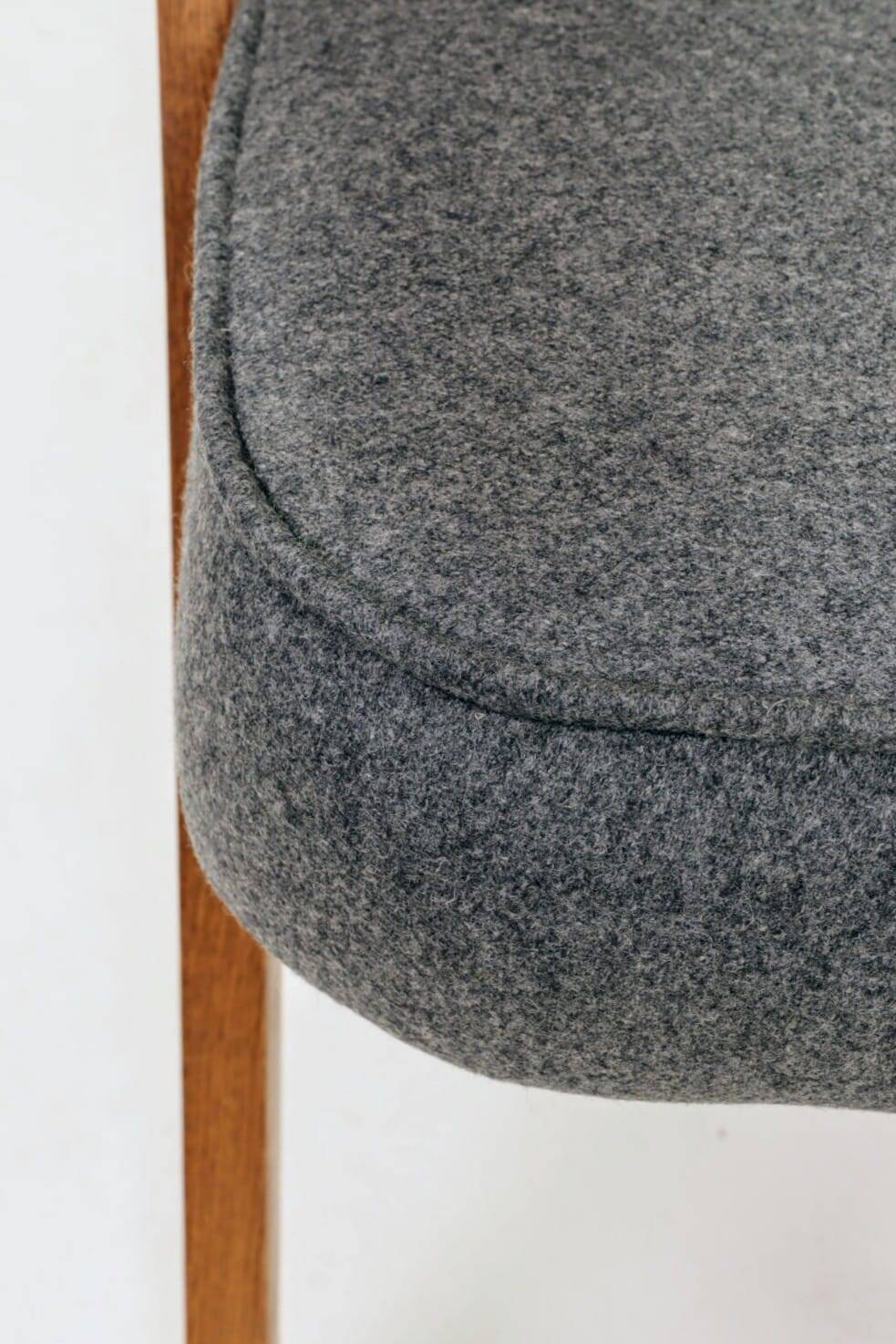 Vintage Lounge Chair Fully Refurbished, Graphite Wool Upholstery