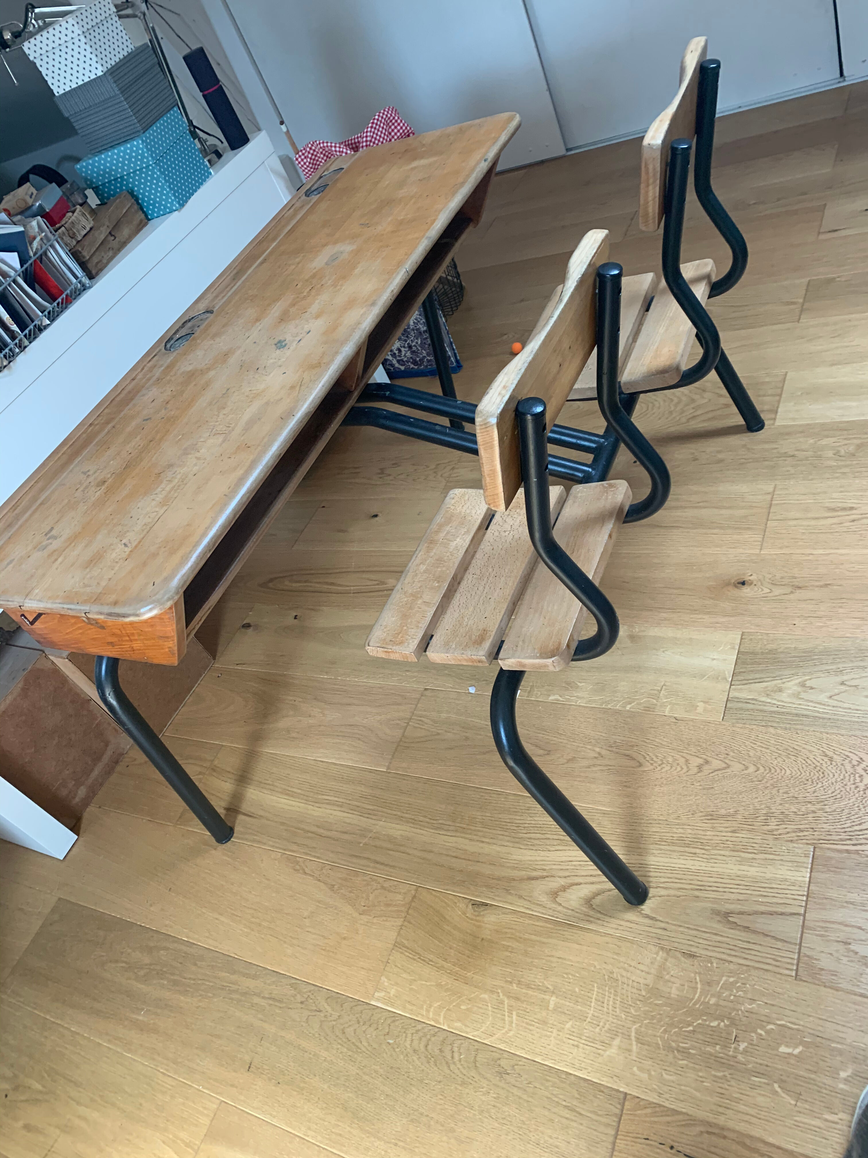 Double vintage school desk