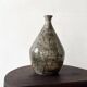 Japandi vase in glazed and incised ceramic, signed with a stamp.