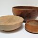 Three bowls solid wood turned patinated vintage