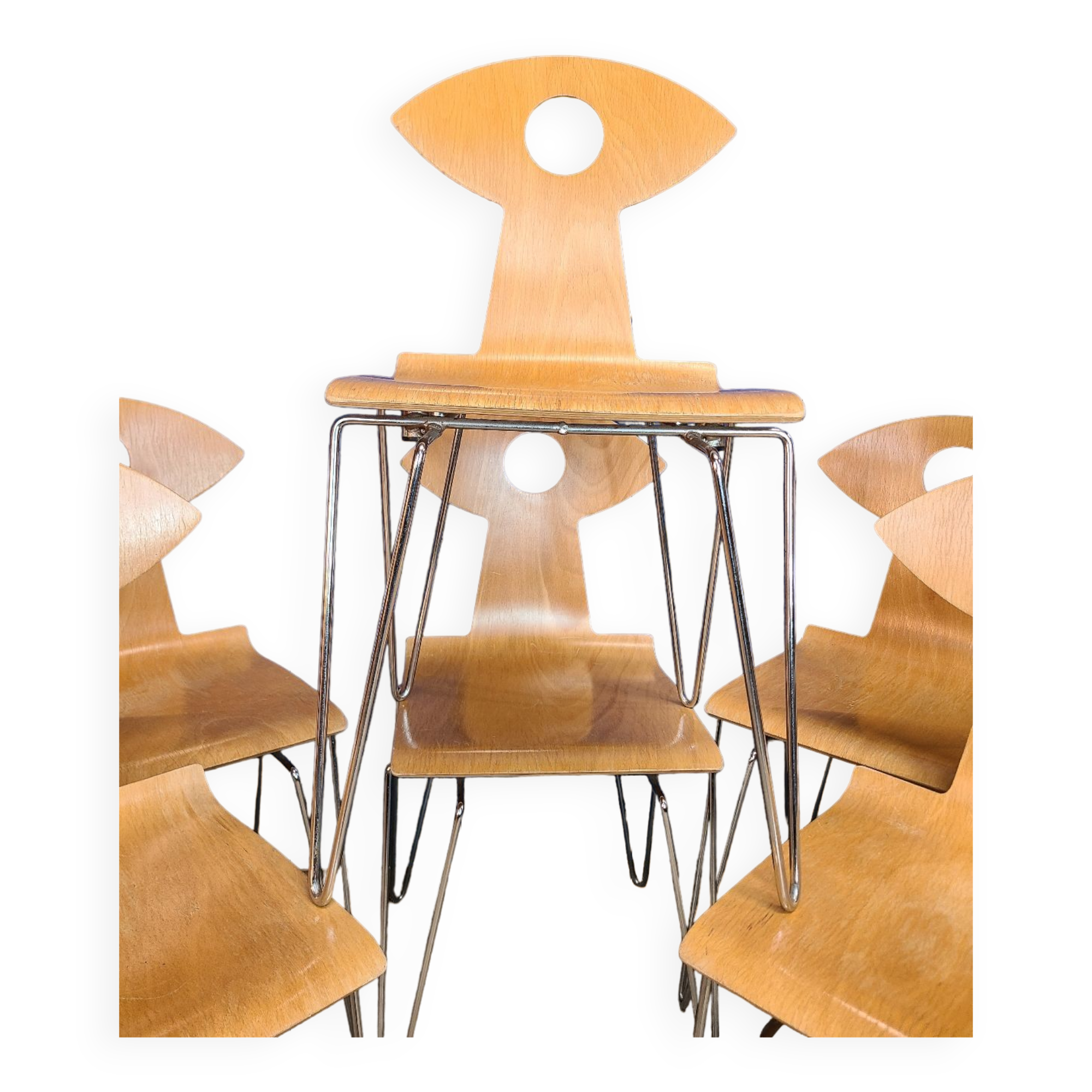 Suite de 6 chaises empilables Yamakado "Cocotte" - circa 1990