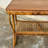 Vintage rattan magazine table