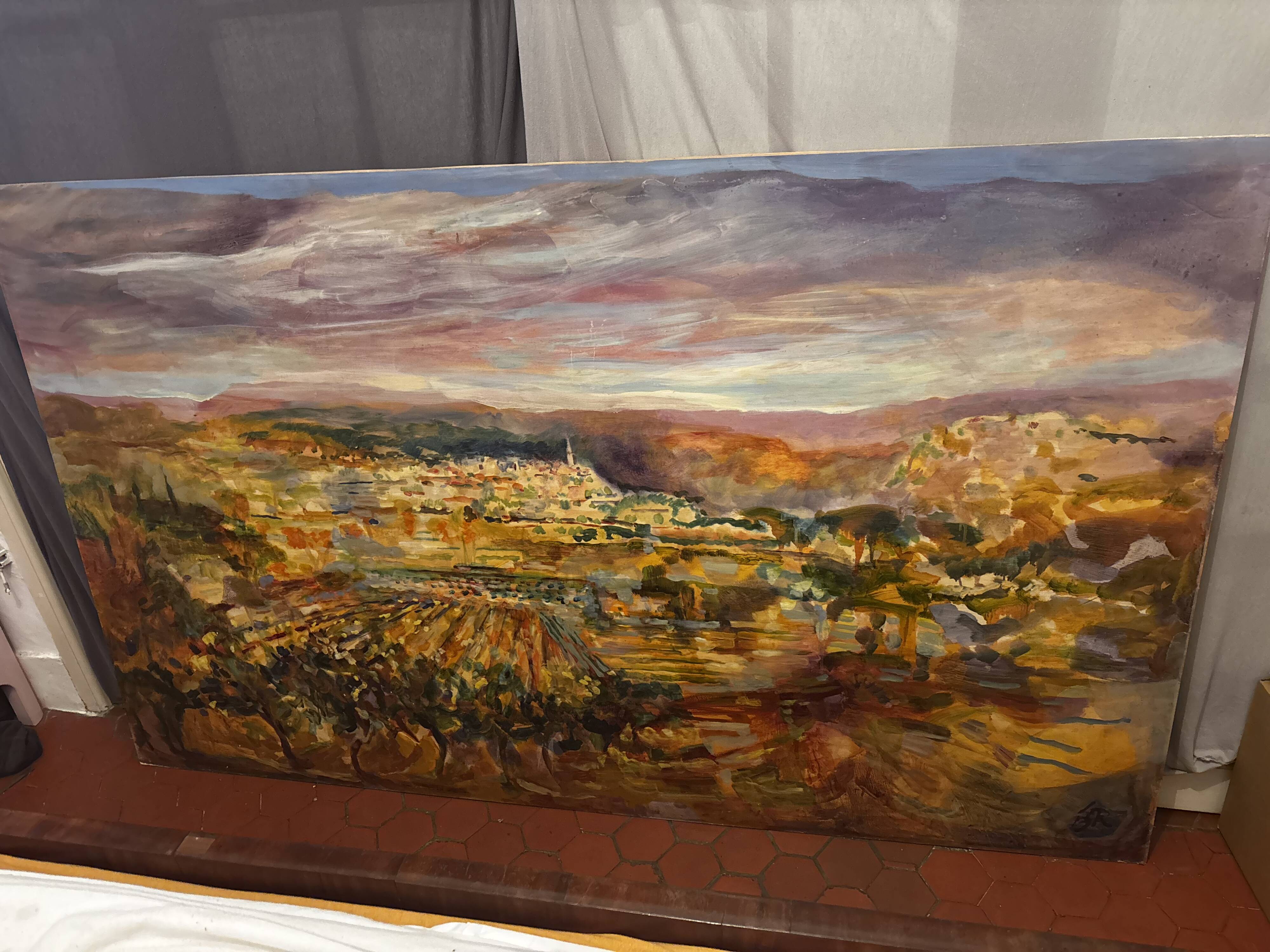 François Gerber (born in 1945) – Impressive oil on panel "V"
