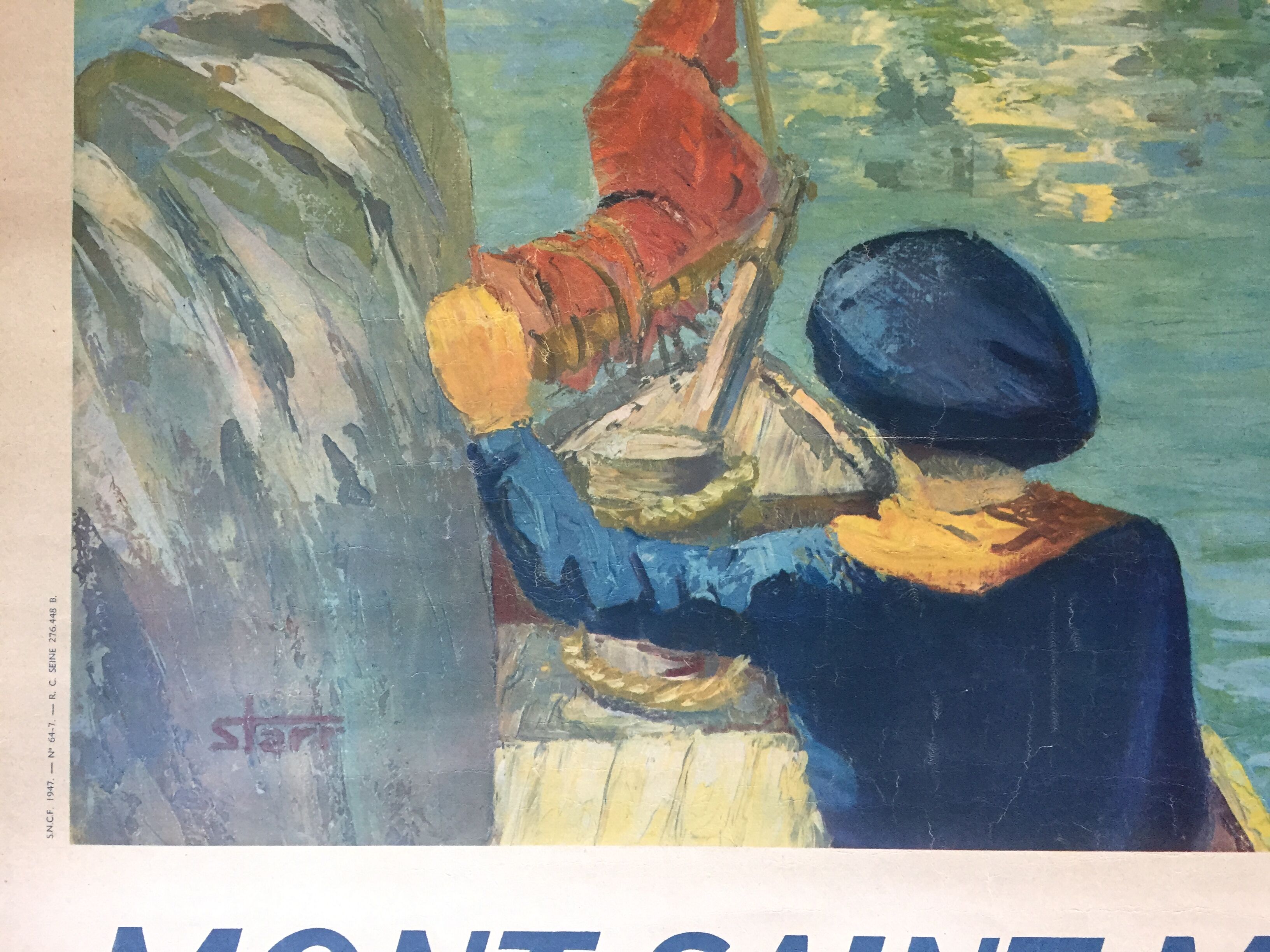 Original poster "Mont Saint-Michel" Marin, Sailing 62x100cm 1947