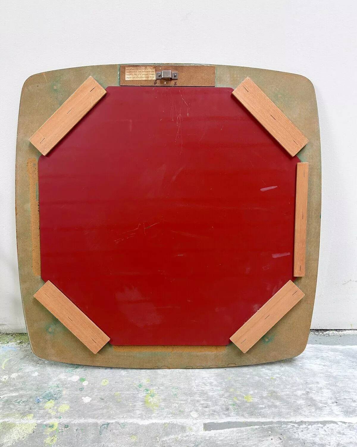 Miroir mural vintage en bois – vert foncé, années 70