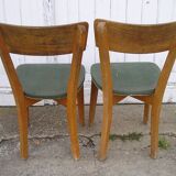 Paire de chaises 1960 skai vert et bois