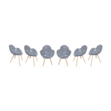 Suite de 6 chaises, pieds bois cookie, design Studio Zetass, Infiniti