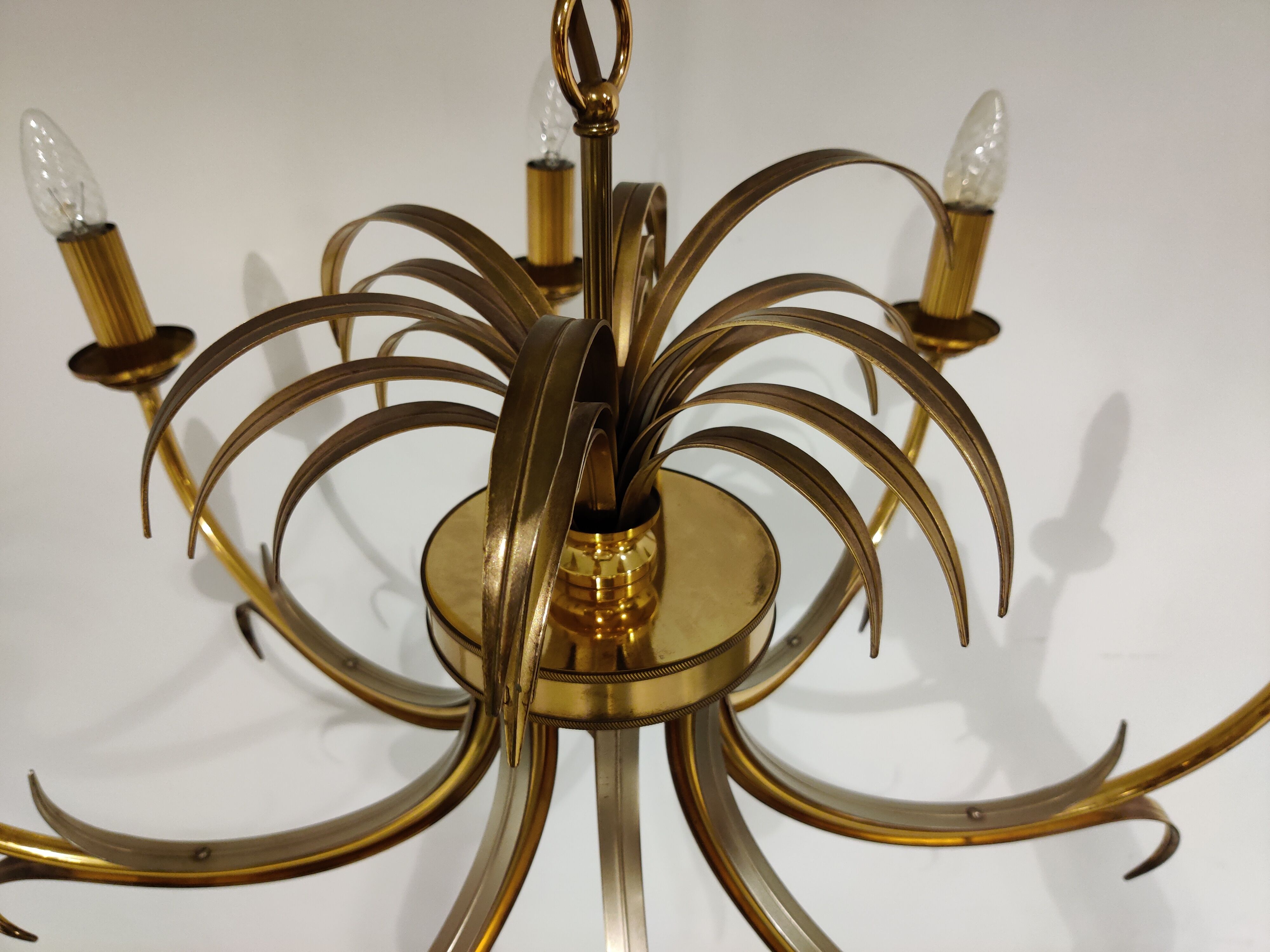 Brass pineapple chandelier, 1970s