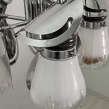 Mazzega Mid-Century Modern Italian Murano Glass and Steel Chandelier, 1970s