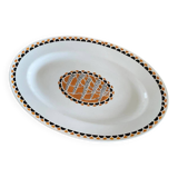 Plat de service ancien de forme ovale en faïence Sarreguemines