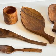 Lot coupelles en bois tourné et sculpté vintage