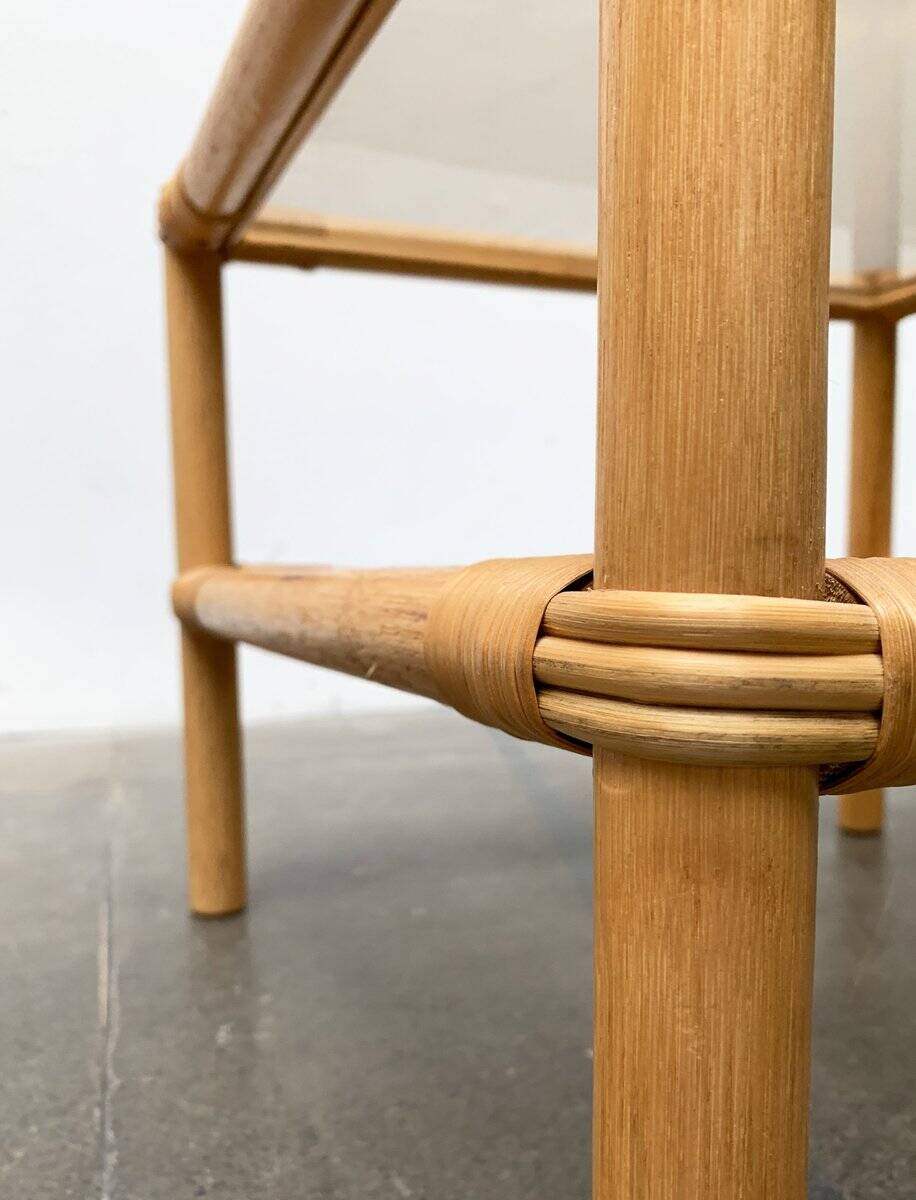 Vintage bamboo and glass side tables, 1970s, set of 2