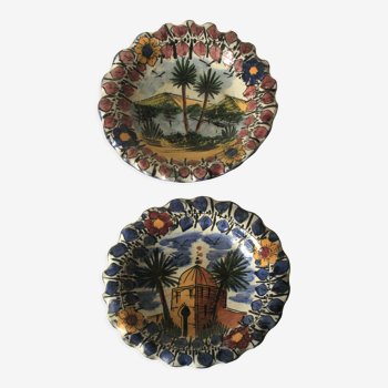 Paire of decorative plates Fez Morocco, clay