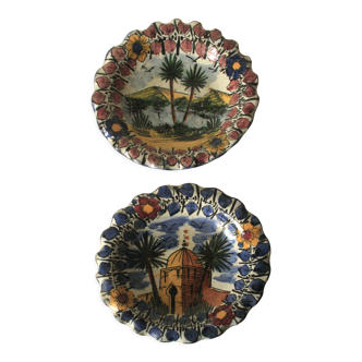Paire of decorative plates Fez Morocco, clay