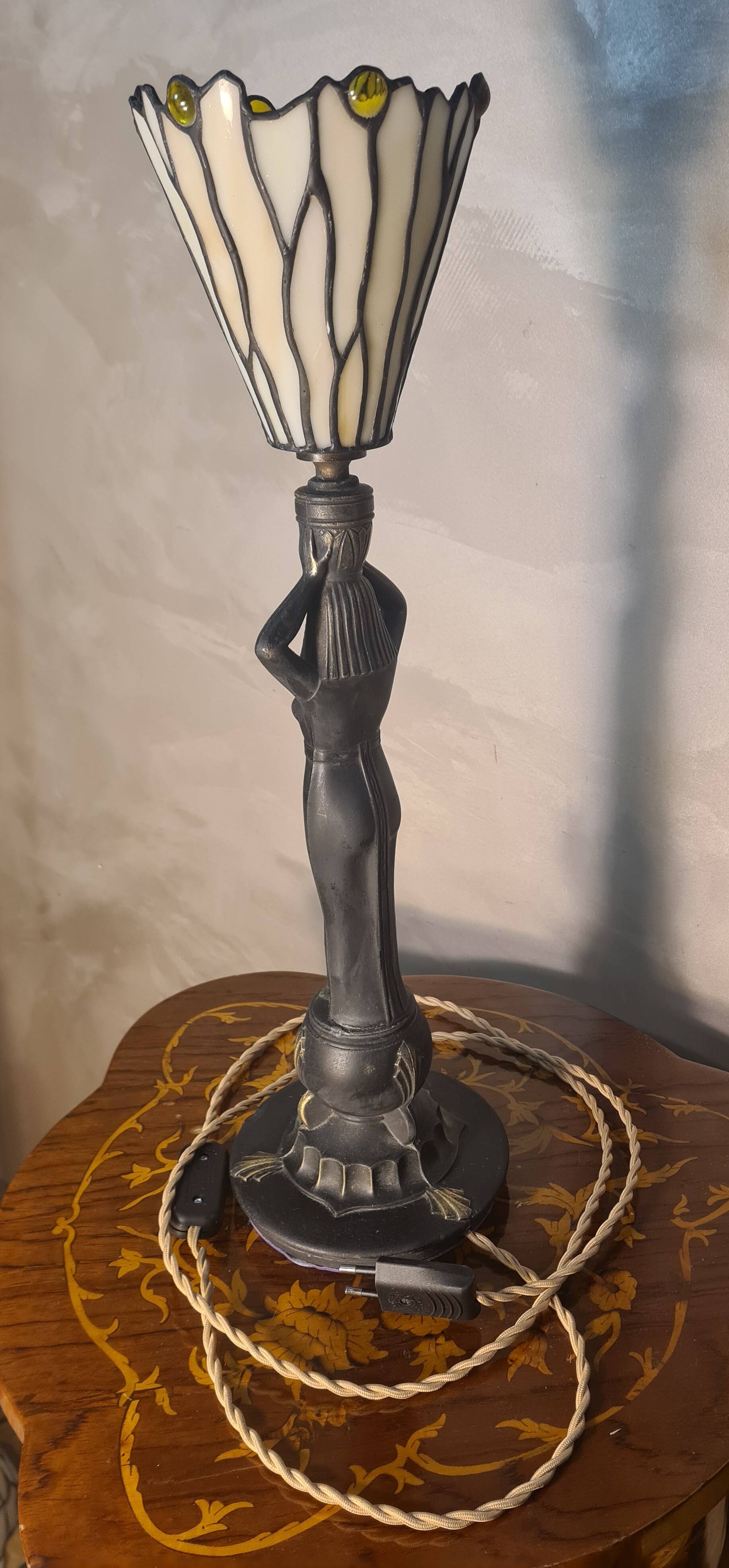 ceramic lamp 51x14 stained glass lampshade Tiffany style