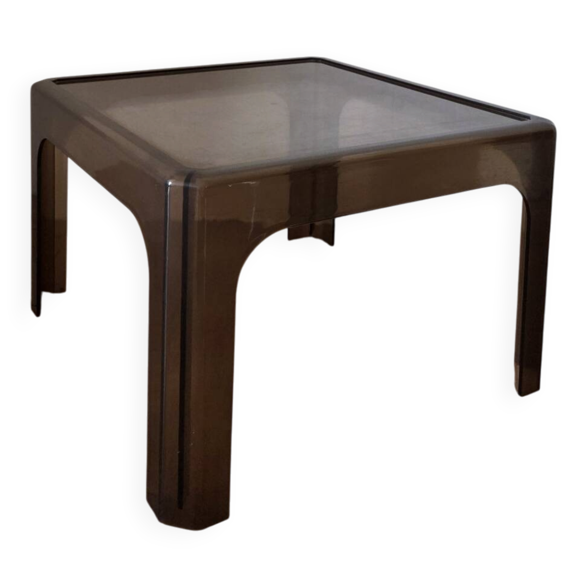 Smoked plexiglass side table, Prisunic
