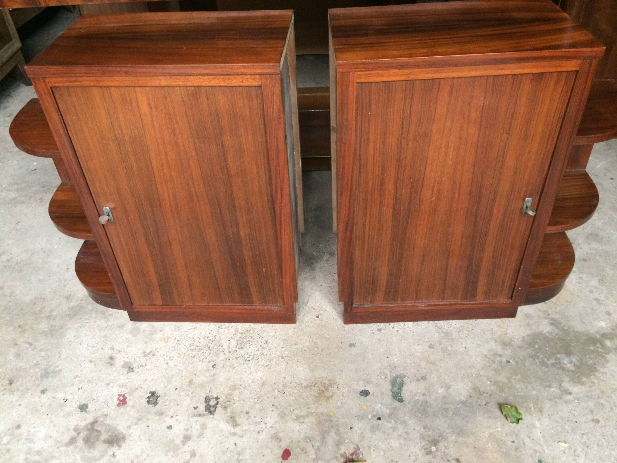 Pair of Art Deco bedside tables in Rio rosewood