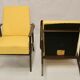 Armchair Henryk Lis 300-190 years 1970 yellow fabric Pierre Frey.