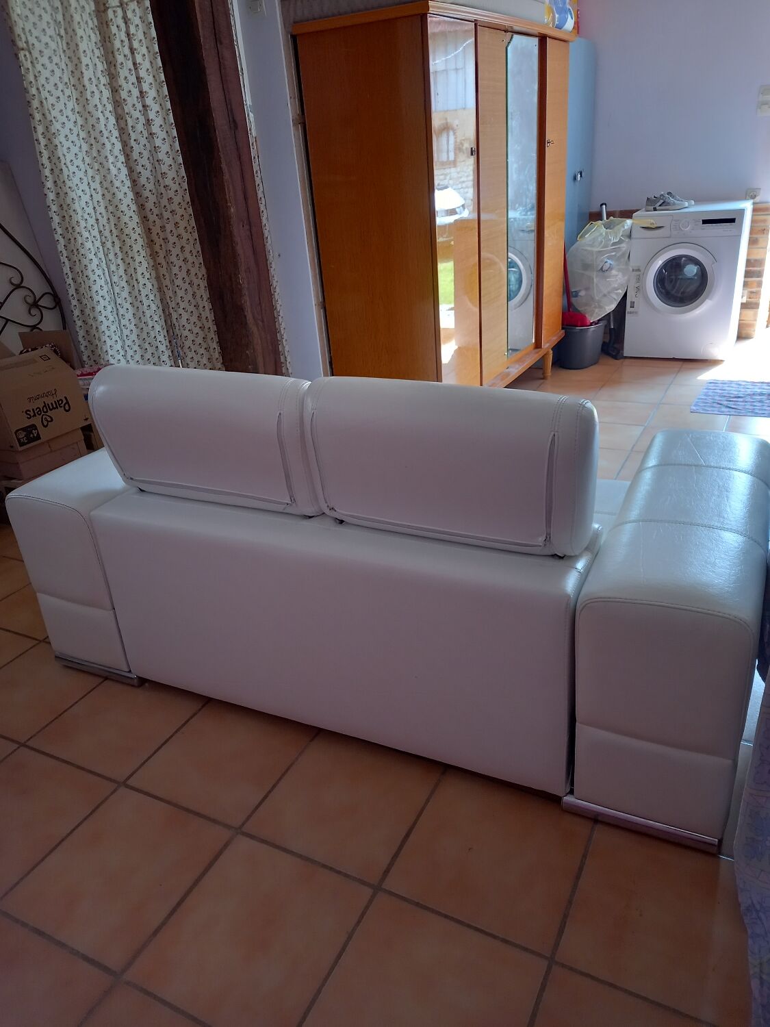 White leather sofa