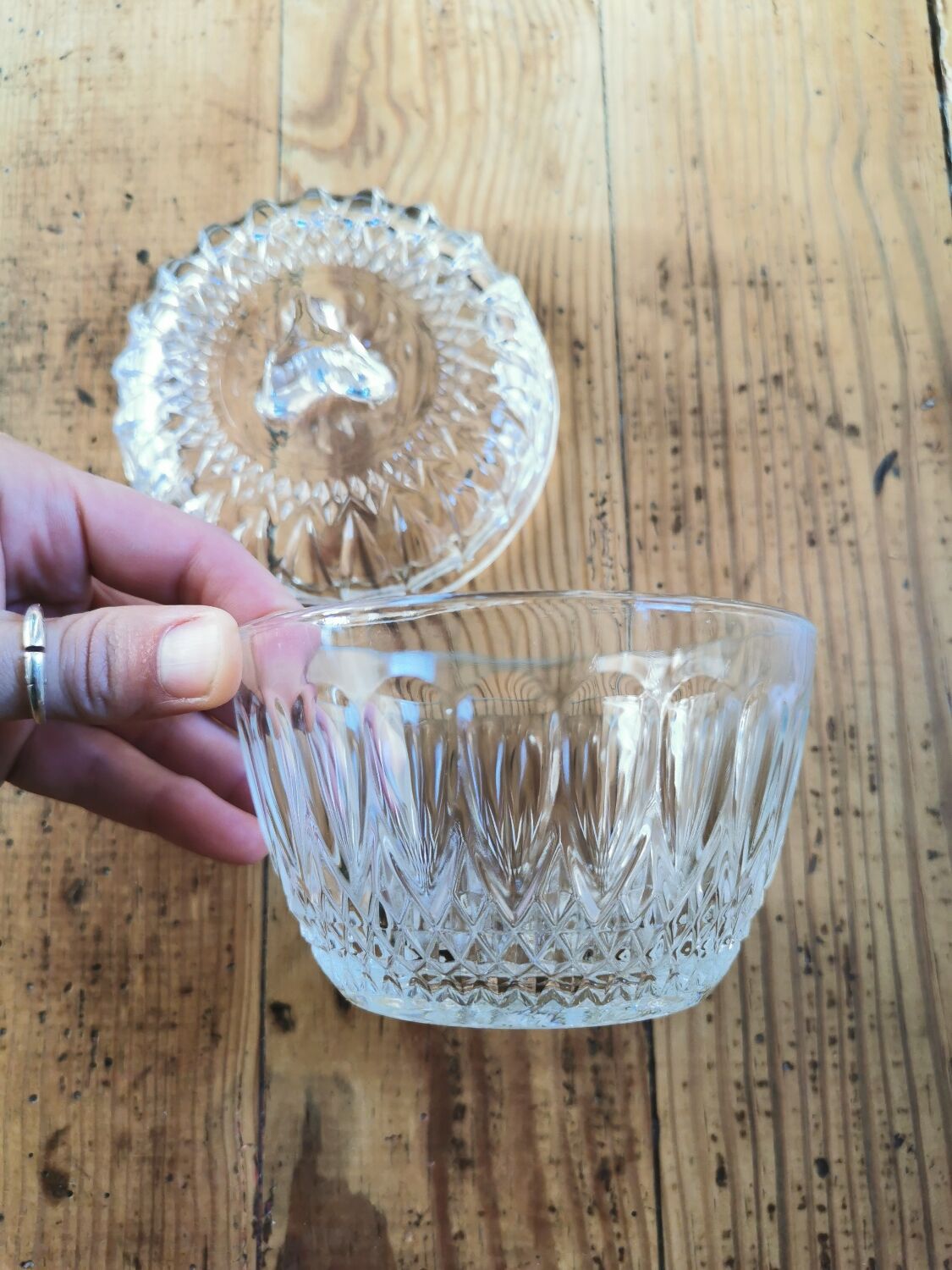 Vintage glass candy box from Reims