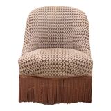 Fauteuil crapaud vintage en velours chocolat