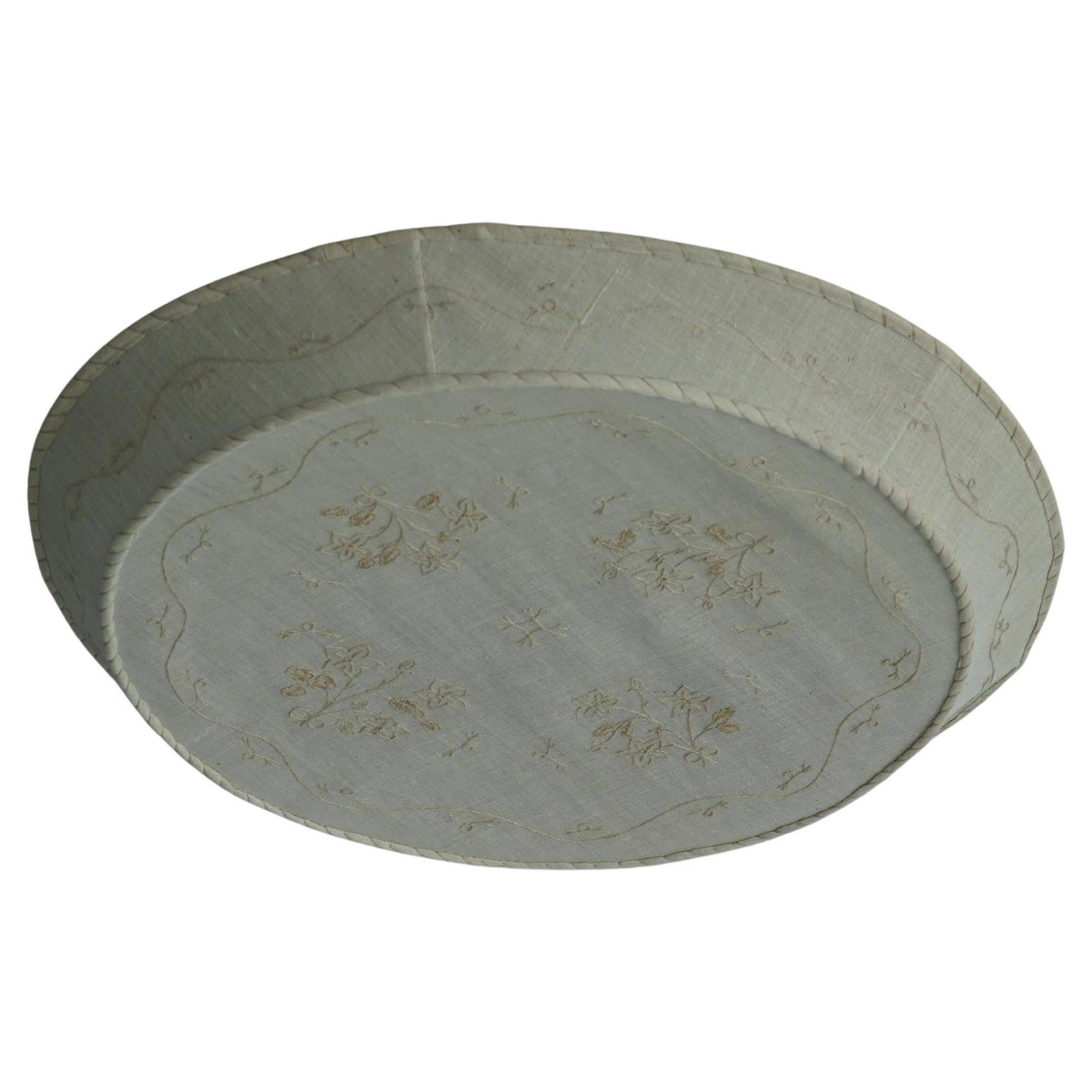 Large Swedish wall/ceiling light from the mid-century in linen and lace, Sweden, 1950s.