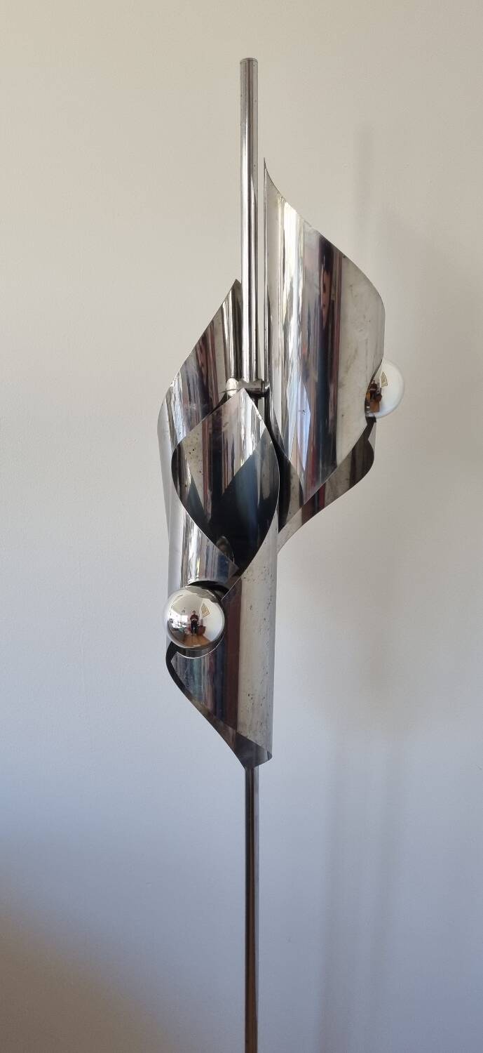 Space Age stainless steel floor lamp