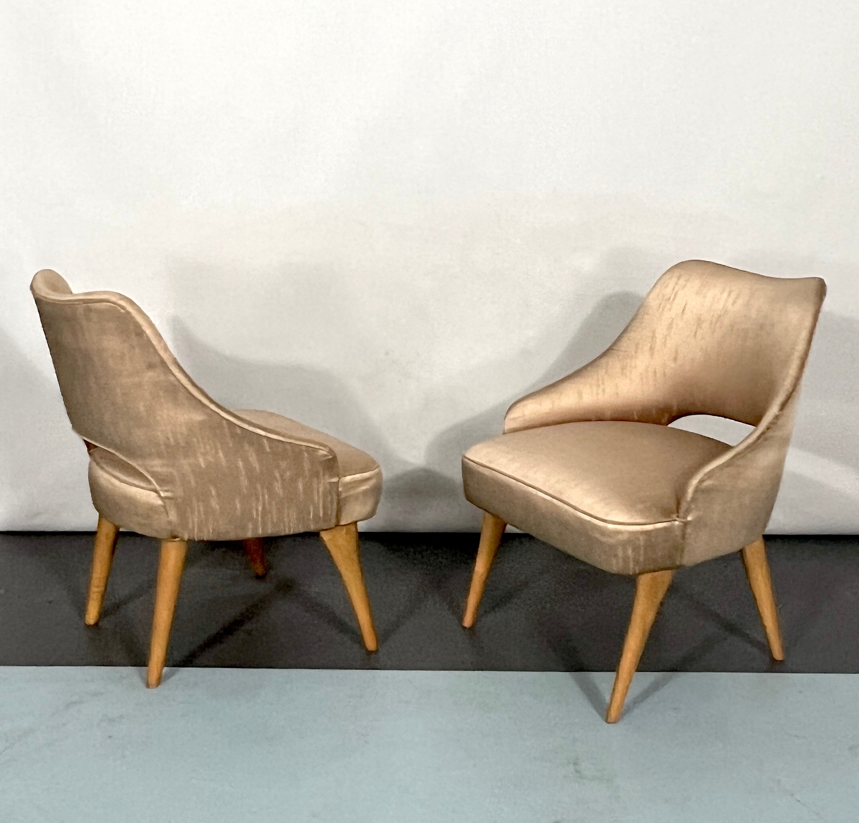 Italian Mid-Century bedroom chairs from 50s. Set of two