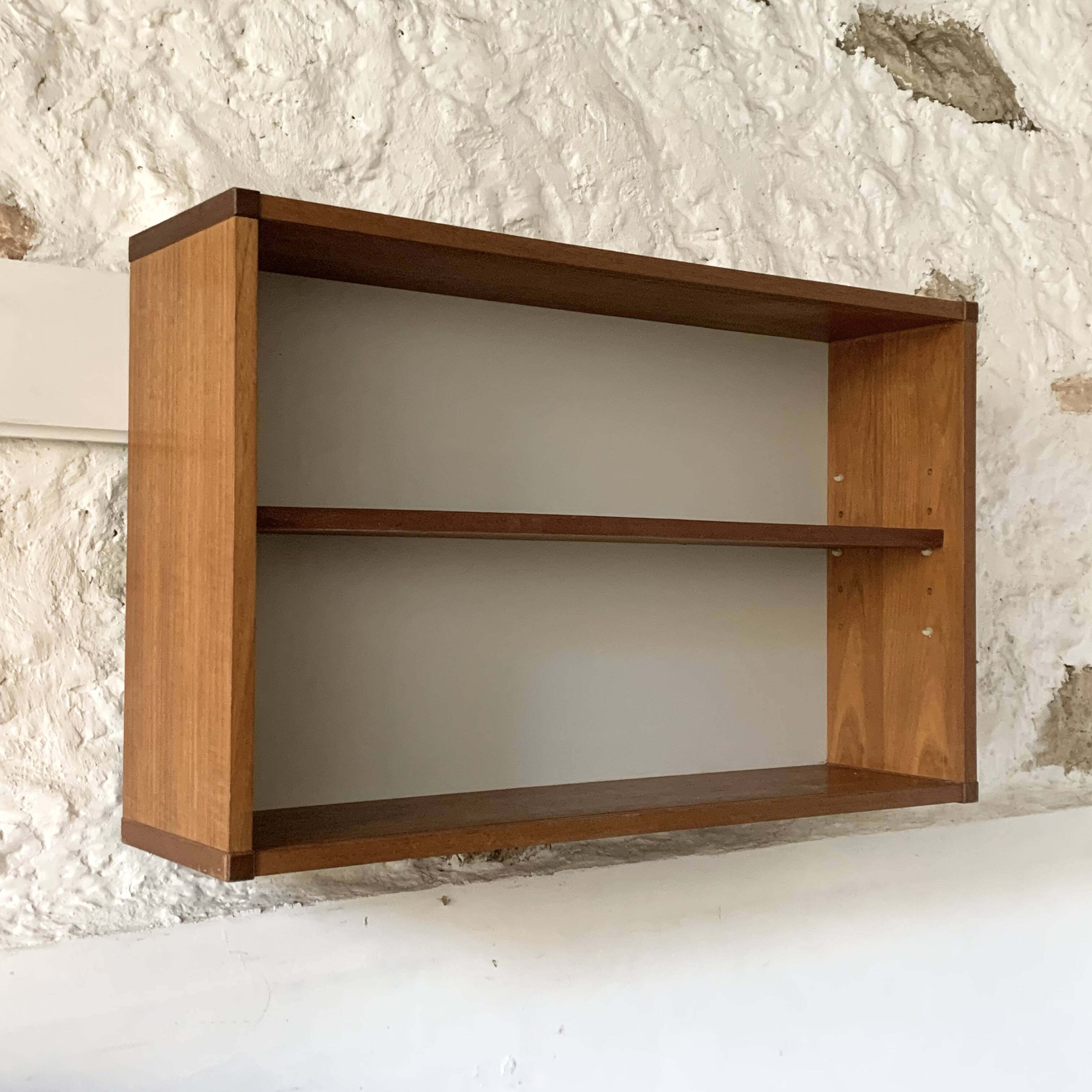Vintage teak wall bookcase